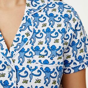 Roller Rabbit Blue Monkey Polo Pajamas XS NWT